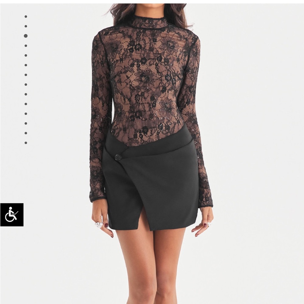 Mistress Rocks Elegant Black Mini Lace Dress